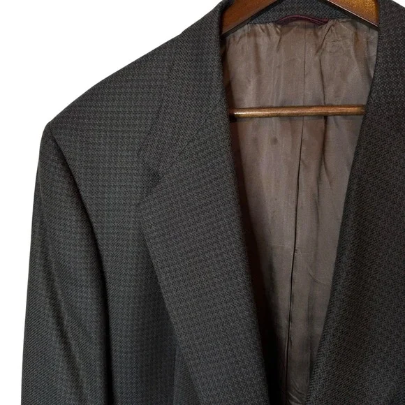 Hart Schaffner Marx Vintage Mens Wool Sport Coat Blazer‎ 46R Brown Flap Pockets